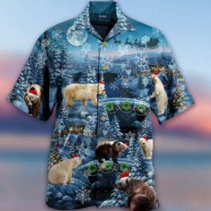 Bear Christmas Blue Hawaii Shirt