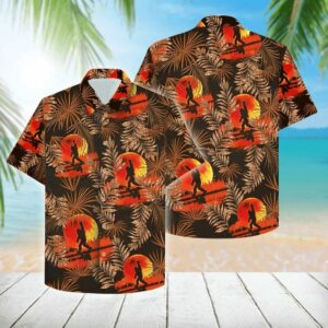 Bigfoot At Sunset Men’s Vintage Hawaiian Shirt