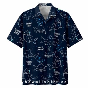America Shark Pattern Hawaiian Shirt