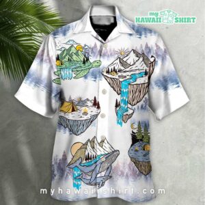 Camping Turtle And Shark Hawaiian Shirt