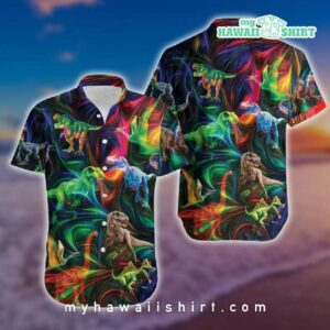 Colorful Dinosaur Glowing Hawaiian Shirt