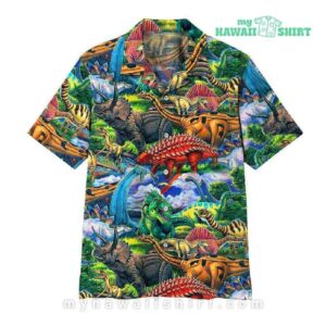 Colorful Dinosaur Hawaiian Shirt Men