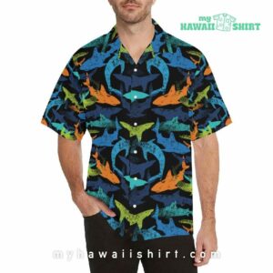 Colorful Shark Hawaiian Shirt Men