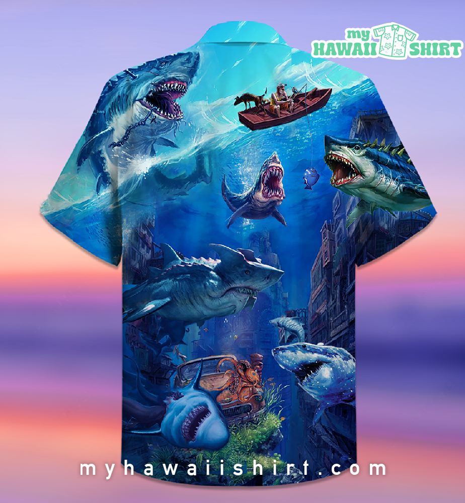 Shark Fishing Hawaiian Shirt - My Hawaii Shirt