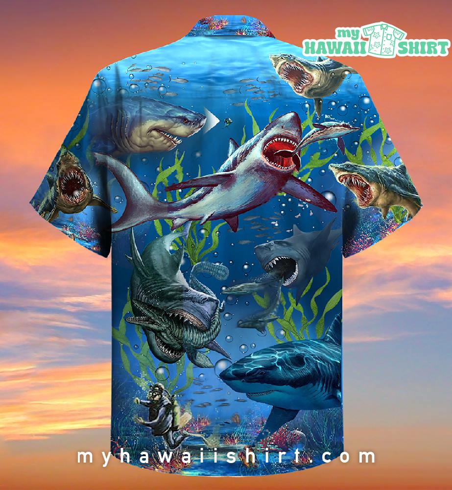 Shark What If Megalodon Was Alive Hawaiian Shirt - My Hawaii Shirt